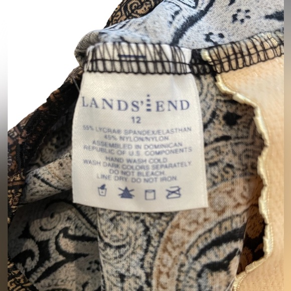 Land’s End women’s black/brown paisley one-piece swimsuit size 12 - Picture 2 of 5